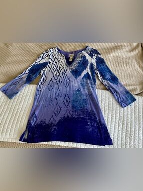 Chico’s Aztec Ikat Tunic Top Small